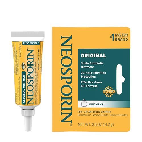 Neosporin Original First Aid Triple Antibiotic Ointment with Bacitracin Zinc for Infection Protection, Wound Care Treatment & Helps Minimize the Appearance of Scars for Minor Wounds, .5 oz