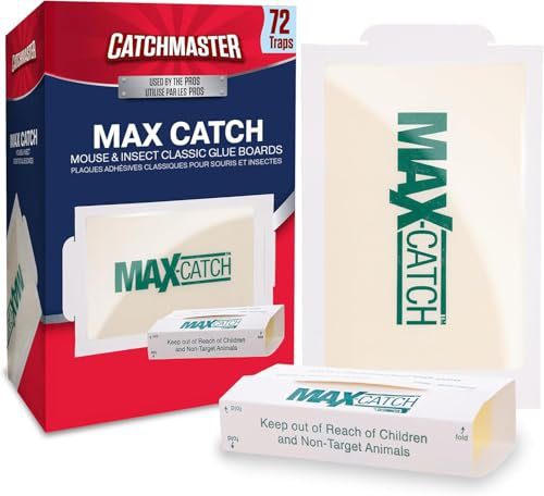 Catchmaster Max-Catch Mouse & Insect Glue Trap 72pk, Mouse Traps Indoor for Home, Sticky Pest Control Adhesive Tray for Catching Bugs, Bulk Classic Glue Boards
