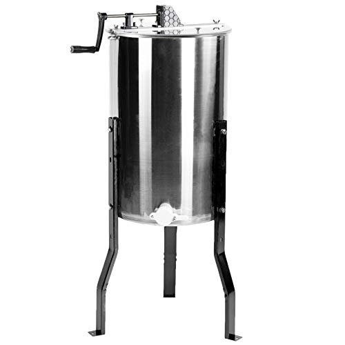 VIVO Honey Extractor 2 Frame Rack, Food Grade Stainless Steel Honey Processing Equipment, Manual Crank Honeycomb Drum Spinner with Transparent Lid, BEE-V002