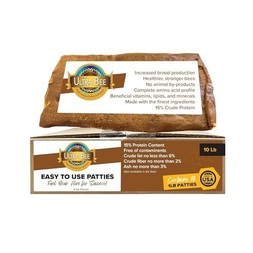 Mann Lake Ultra Bee Pollen Substitute Patties, High Protein Honey Bee Food with Vitamins & Amino Acids for Spring, Fall Brood Boost & Winter Colony Survival, Animal Byproduct Free, Made in USA, 10 Lbs