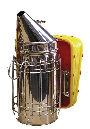 Mann Lake Stainless Steel Bee Smoker Pro Bellow, 4x7 Inch Beekeeper Tool with Heat Guard & Easy Open Lid Tab, High Flow Pump for Calm Bees, Safe Hive Inspections & Honey Harvest, Burn Free Grip Design