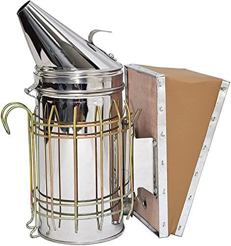 VIVO Large Stainless Steel Bee Hive Smoker with Heat Shield, Beekeeping Equipment Tool Kit, BEE-V001L