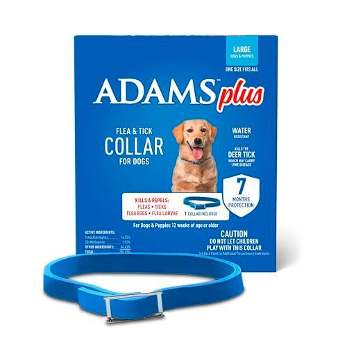 ADAMS Plus Flea & Tick Collar for Large Dogs, Flea Collar for 7-Month Prevention, Adjustable Collar Fits Large Dogs & Puppies, Kills Fleas & Ticks, 1 Count