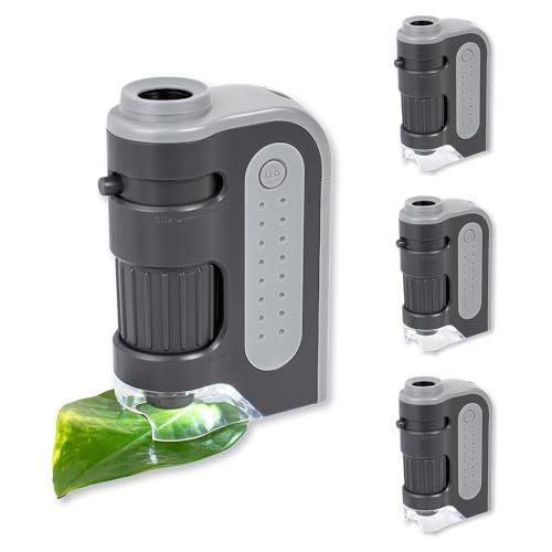 Carson MicroBrite Plus 60x-120x Power LED Lighted Pocket Microscope - Set of 4 (MM-300MU),Black/Grey