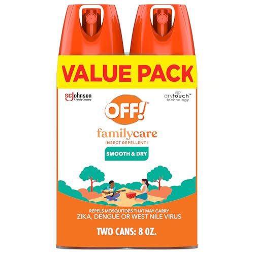 OFF! Family Care Mosquito & Tick Repellent Aerosol, Bug Spray Containing 15% DEET, Smooth & Dry Bug Spray, 4 Oz (Pack of 2)