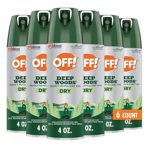 OFF! Deep Woods Dry Bug Spray Insect Repellent VIII Long Lasting Outdoor Protection from Mosquitoes and Ticks 4 Ounce (Pack of 6)