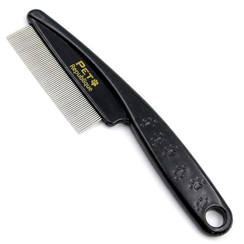 Pet Republique Dog and Cat Flea Comb - Fine and Flexible Pins, Removes Fleas, Mites, Ticks, Dandruff Flakes - Grooming Tool for Most Pets