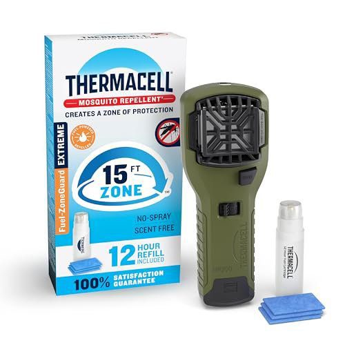 Thermacell Fuel-ZoneGuard Extreme Fuel Powered Mosquito Repeller; 15-Foot Zone of Scientifically Proven Outdoor Protection; 12-Hr Refill; DEET-Free; Bug Spray Alternative; Scent Free; Green