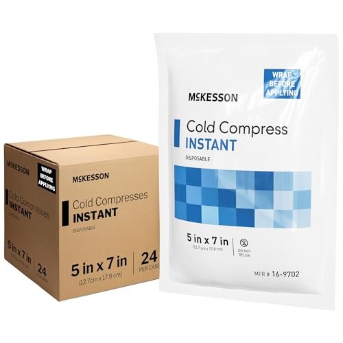 McKesson Instant Cold Packs 5" x 7" [24 Pack] - Instant Ice Packs for Injuries Disposable, Pain Relief, Swelling, Sprains - Travel Cold Compress for Sports, First Aid, Toothache