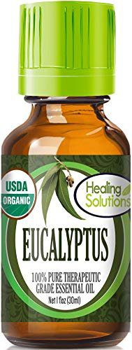 Healing Solutions Eucalyptus Essential Oil 1 oz (30ml), Pure & Organic, Undiluted Eucalyptus Essential Oil for Hair, Diffuser, Skin, & Aromatherapy - Therapeutic Grade