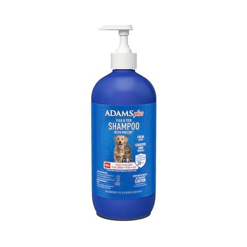 ADAMS Plus Flea & Tick Shampoo with Precor for Dogs, Cats, Puppies & Kittens, Flea Shampoo to Treat Flea Infestations, Kills Ticks, Fleas, Flea Eggs & Lice, Cleans and Conditions Coat, 24 Ounces