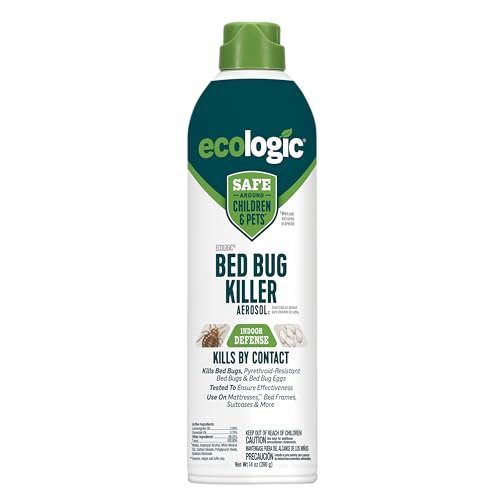 Ecologic Bed Bug Killer Aerosol, 14 Ounces, Aerosol Formula Made With Lemongrass Oil And Cornmint Oil For Use On Seams, Edges And Tufts Of Mattresses, Bed Frames, Suitcases And More