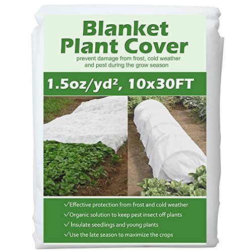 Valibe Plant Covers Freeze Protection 10 ft x 30 ft Floating Row Cover 1.5oz/yd² Garden Fabric Plant Cover for Winter Frost/Sun Pest Protection (10FT X 30FT)