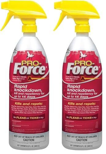 Manna Pro Pro-Force Fly Spray | Rapid Knockdown Fly Repellent for Horses | Repels More Than 70 Listed Species for up to 14 Days | 32 oz (Pack of 2)
