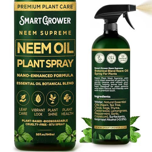 Neem Oil Spray for Plants Botanical Blend – Plant Wash with Natural Essential Oils, Simple Ready-to-Use Plant Spray for Gardens, Houseplants, Indoor & Outdoor Plants – 32 oz