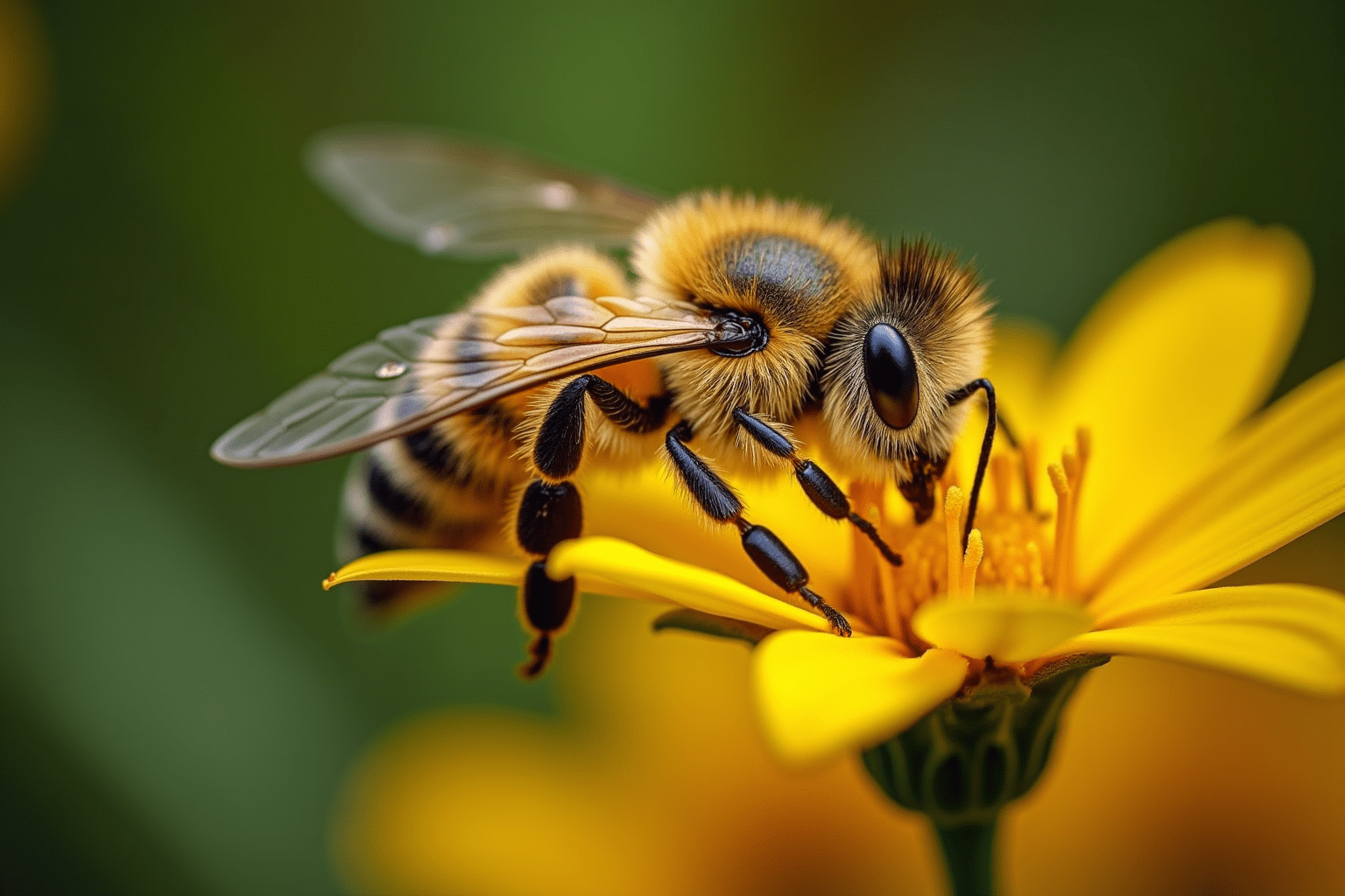 Close-up of a bee on a flower, highlighting details for beginner beekeeping insights.