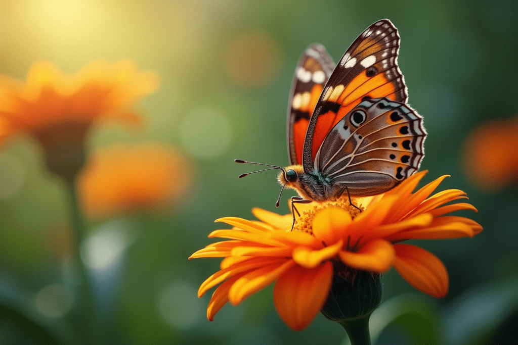 Close-up of a butterfly on a flower, showcasing vibrant colors and intricate wing patterns in its habitat.