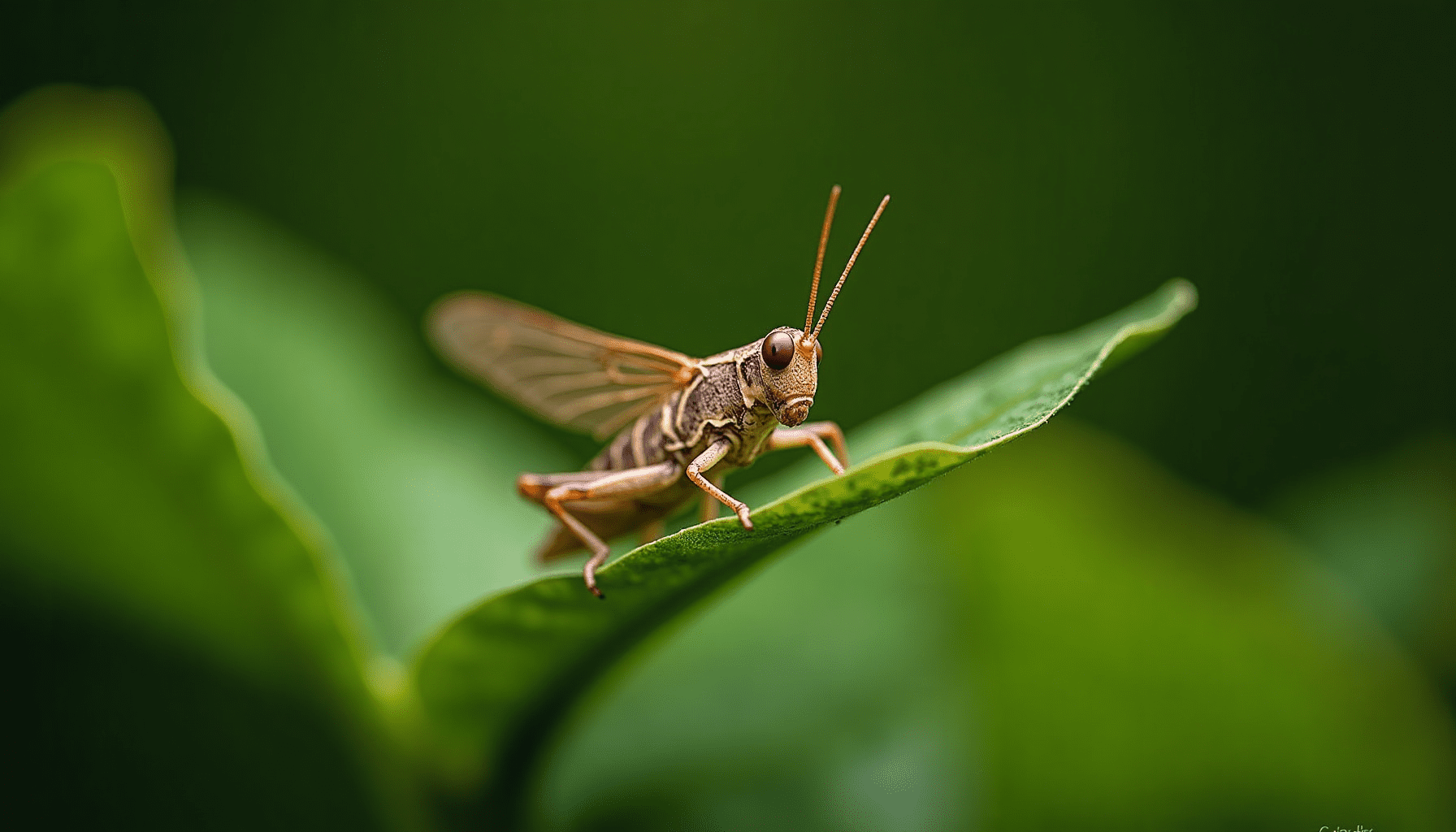 Close-up of a grasshopper on a leaf, showcasing details and natural colors, perfect for understanding grasshopper killers.