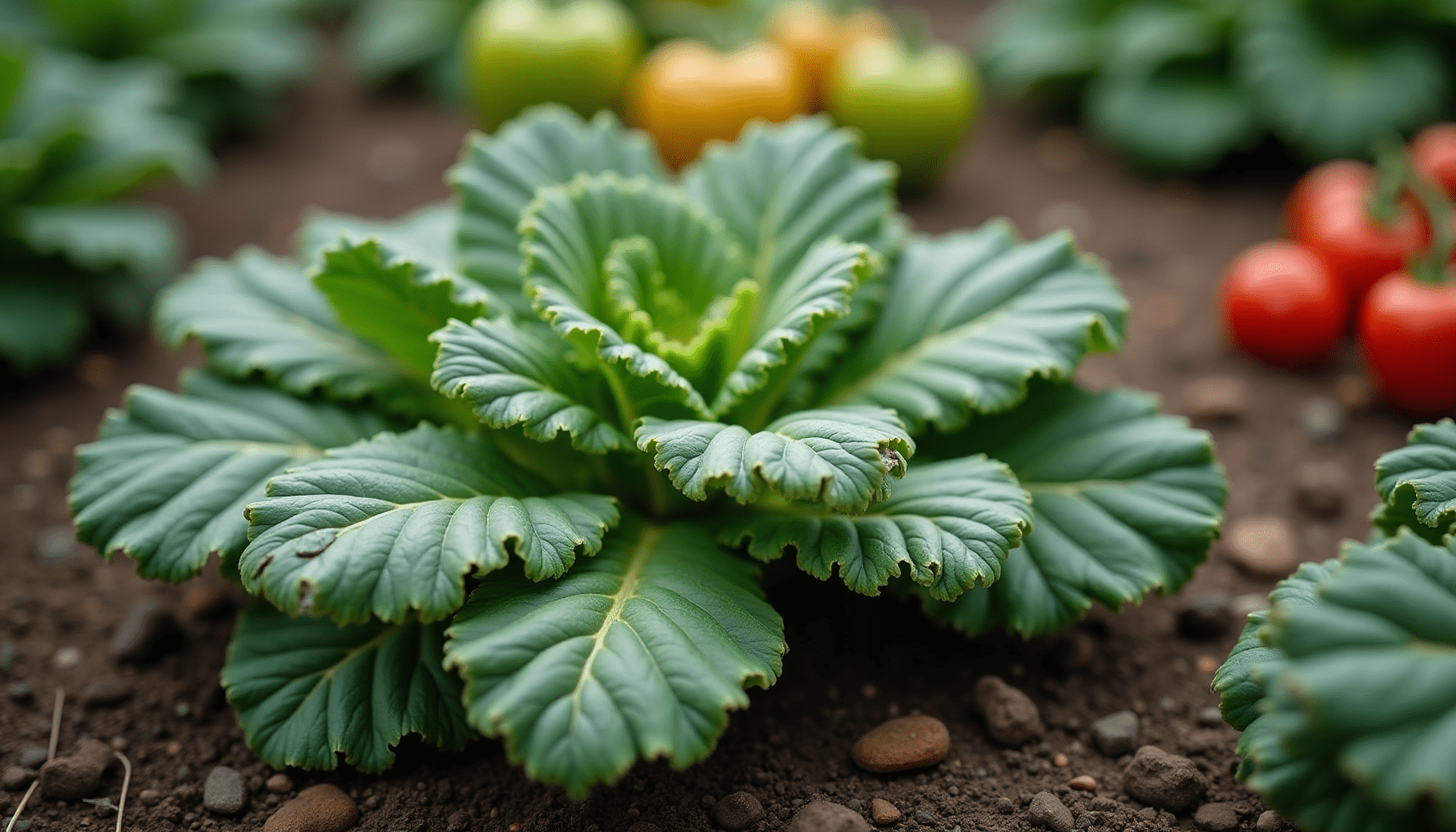 Vegetable garden leaves with common insect damage