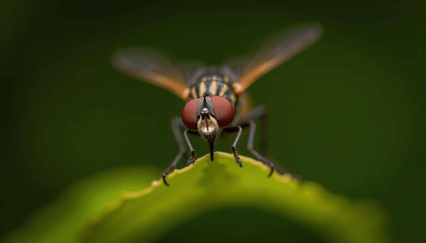 Close-up of a horsefly on a leaf, showcasing its intricate details and natural colors.