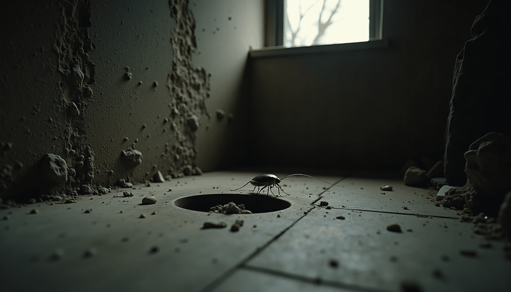 American cockroach in a basement setting, highlighting its natural habitat and context.