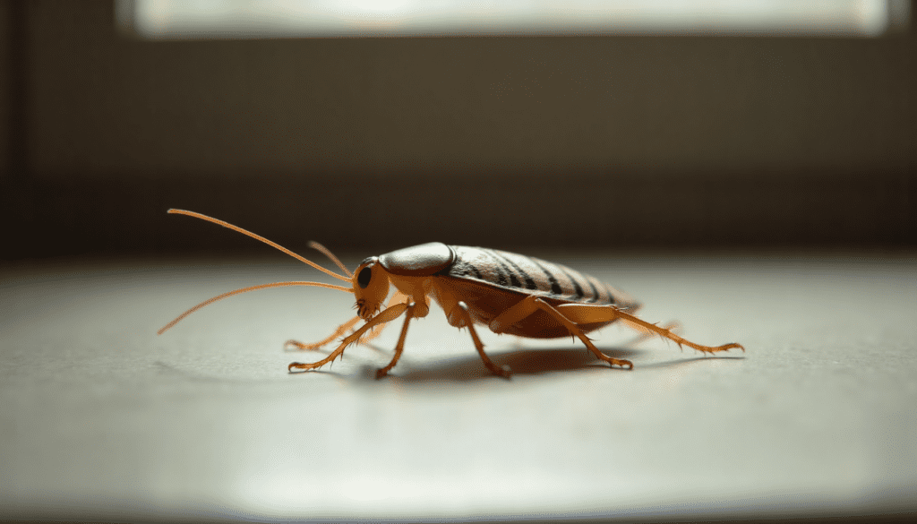 German cockroach close-up showing details and textures, perfect for insect identification.