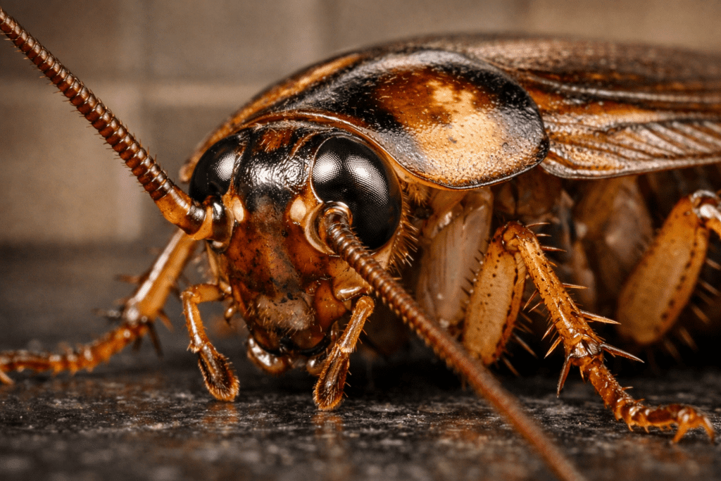German cockroach close-up showing detailed anatomy for cockroach control identification