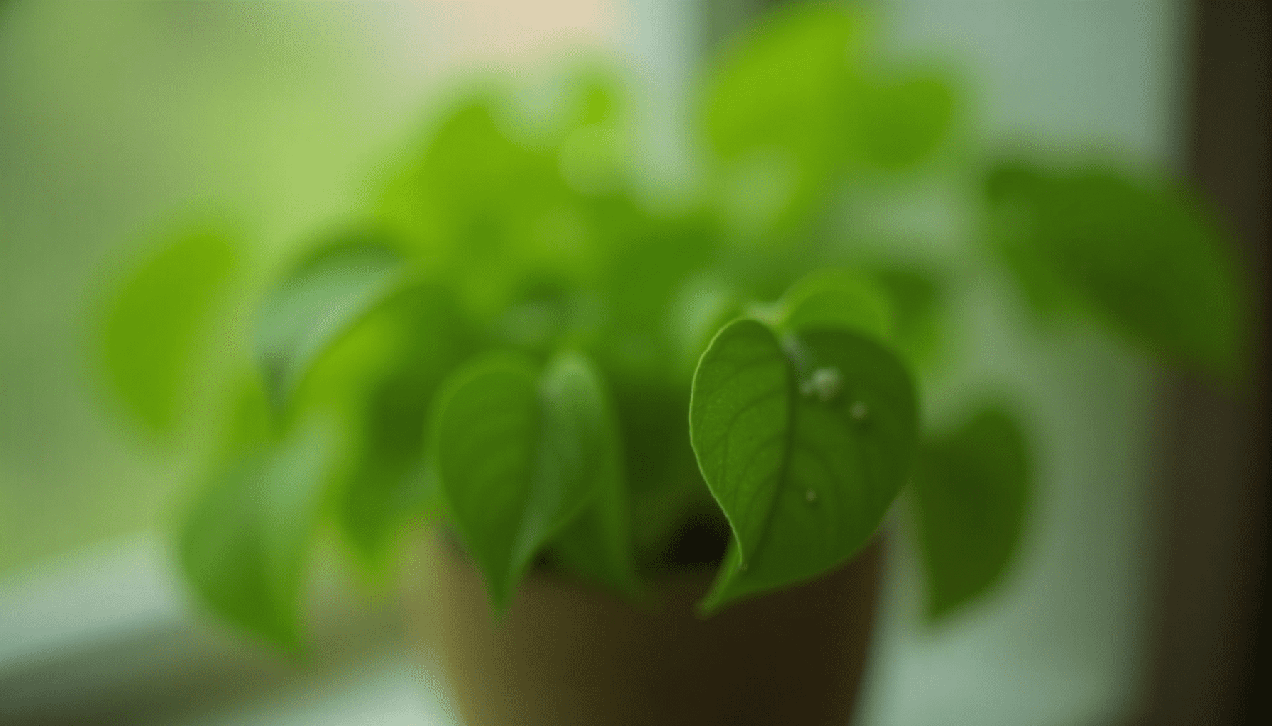 Indoor plant on a windowsill showing signs of mealybug infestation, including white cottony masses on leaves.