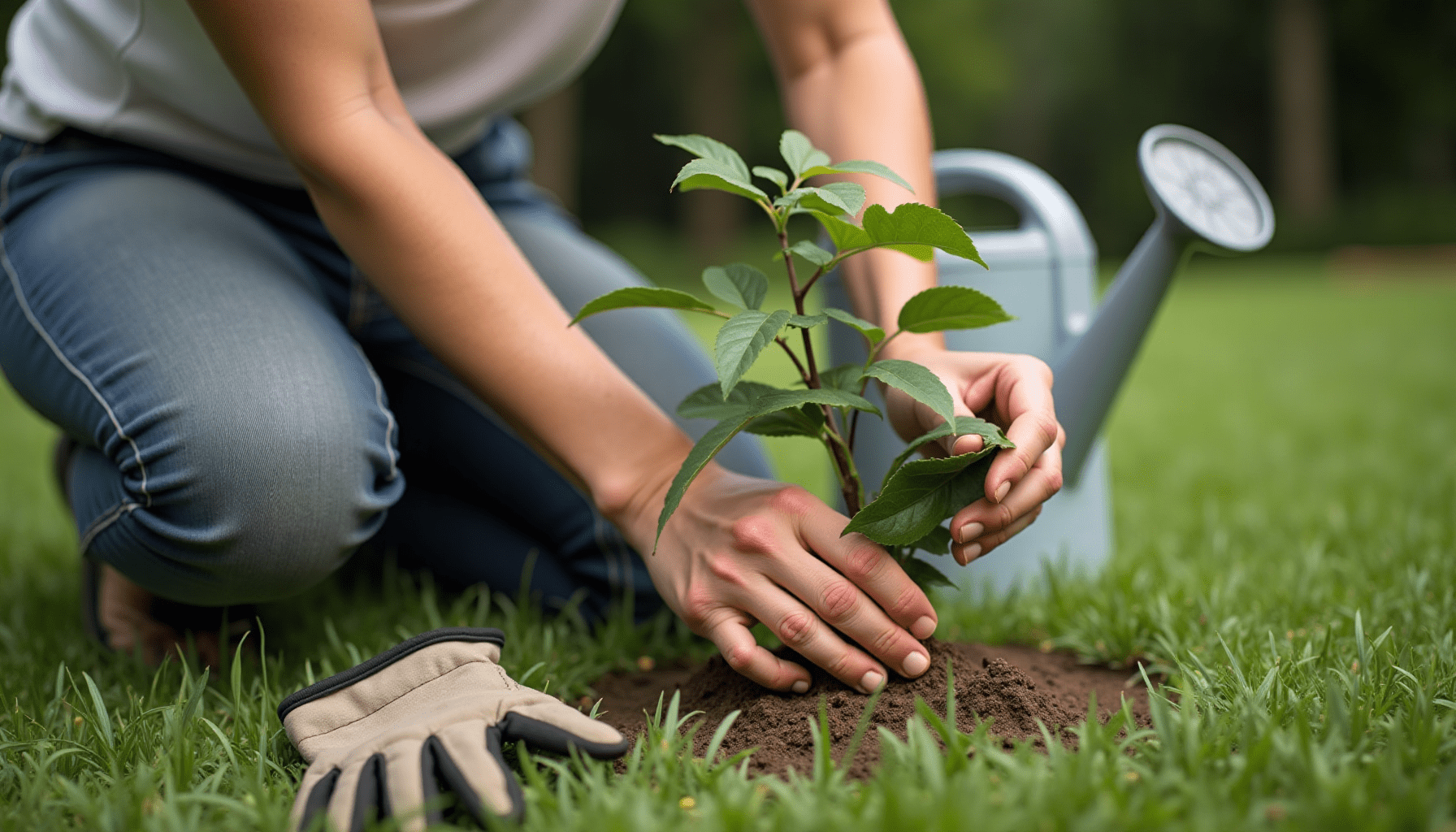 Person inspecting a rose bush in a garden, demonstrating proactive spring pest prevention and home pest control.