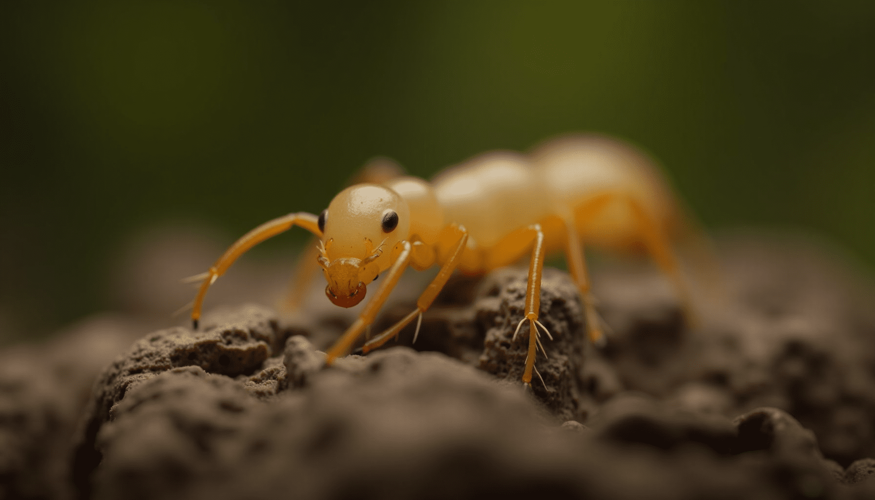 Close-up of a termite on wood, highlighting intricate details for termite inspection.
