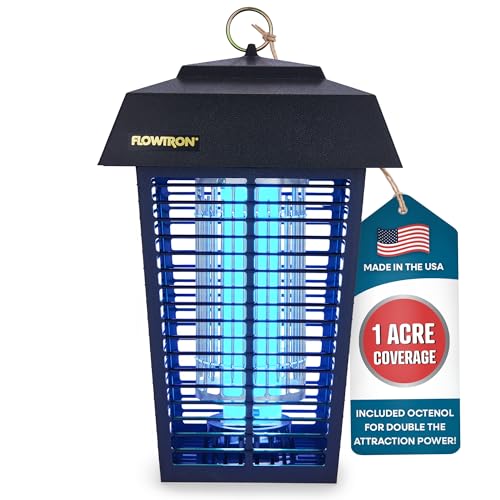 Dual-lure outdoor bug zapper with UV and octenol for a backyard