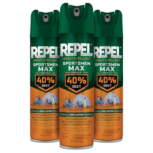 Forty percent DEET aerosol insect repellent three-pack for long hikes