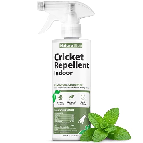 Cricket repellent spray for treating basement and garage surfaces indoors