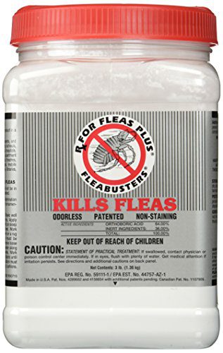 Borate-based flea carpet powder canister for long-lasting larvae control