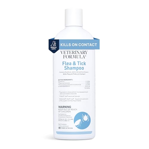 Extra-strength pyrethrin flea and tick shampoo for dogs and cats