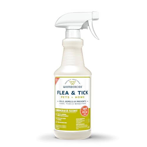 Essential-oil flea, tick and mosquito spray labeled for use on pets and in the home