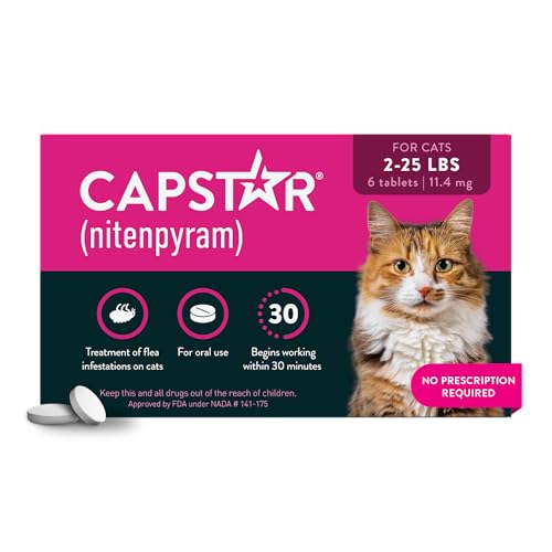 Cat-labeled fast-acting oral nitenpyram flea tablet for an active infestation