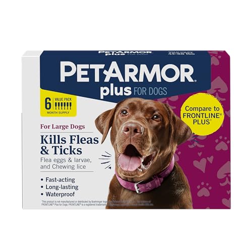 Monthly spot-on flea and tick treatment for large dogs applied at the neck