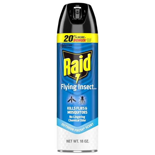 Flying insect spray aerosol can for knocking down house flies indoors and outdoors