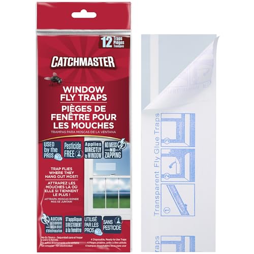 Clear sticky window strips for flies bumping a kitchen window
