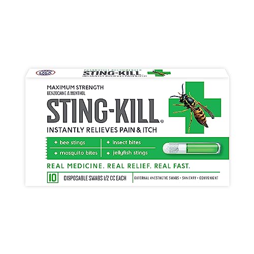 Individually packed anesthetic first-aid swabs for instant sting pain and itch relief