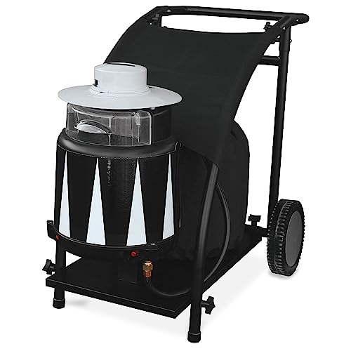 SkeeterVac propane mosquito killer standing in a large backyard