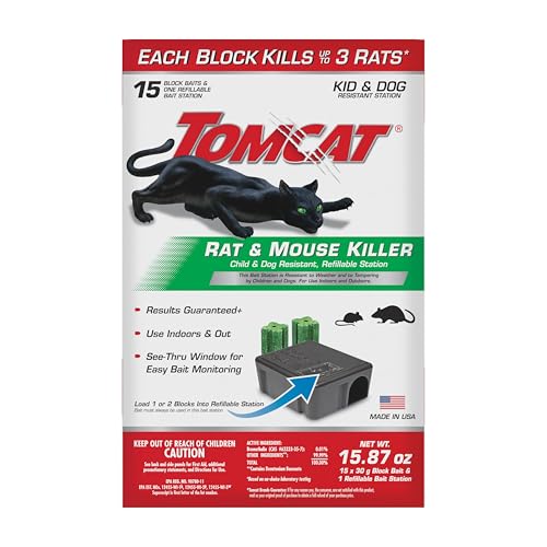 Child and dog resistant refillable rat and mouse bait station ready to use