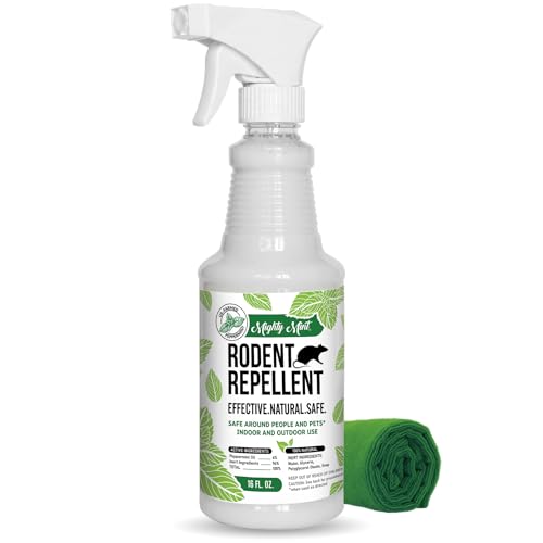 Peppermint oil rodent repellent spray bottle for entry points and corners
