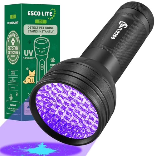 Handheld 395nm UV black-light flashlight that makes scorpions fluoresce at night