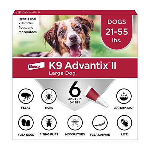 Monthly topical flea and tick drops for a large dog applied to the skin