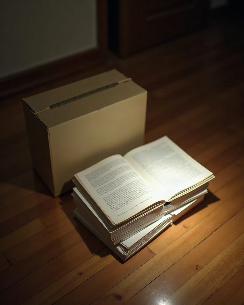 Stack of books lying flat and seen from the page edges rather than the spines