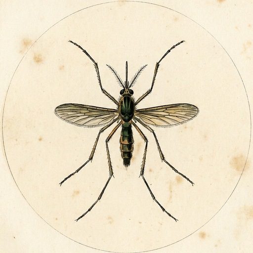 Natural history plate of a mosquito with wings spread