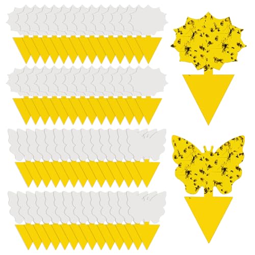 Yellow sticky traps on stakes for plant pots